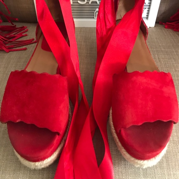 Lauren scalloped suede espadrille platform sandals - Picture 10 of 13